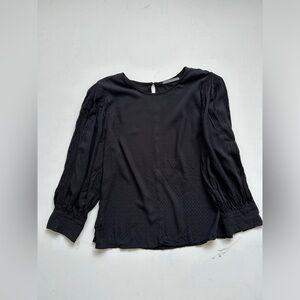 Suzy Shier - Long Sleeve Blouse - Black Pattern - Lightweight - Size: Large